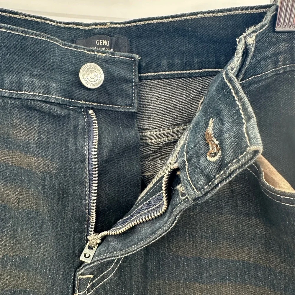 True Religion Geno Relaxed Slim Jeans Dark Eclipse Blue Wash 36x32 NWT 701141